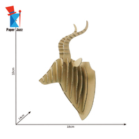 Décoration murale en carton 3D personnalisée en forme de tête d'antilope, jouet éducatif DIY, art mural à assembler en papier ondulé non peint pour la maison