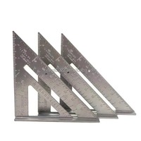 Règle triangulaire impériale en argent de 7 pouces, règle d'angle épaissie à 90 degrés, règle d'angle droite en alliage d'aluminium pour le travail du bois