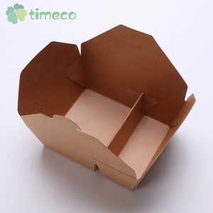 Takeaway 2 Compartment Food Kraft Box Take Out Container Food Box Kraft Paper Biodegradable Custom Food Kraft Takeout Box