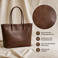 Tas Tote Kulit PU Vegan Logo Kustom Wanita Kapasitas Besar Tas Selempang Resleting Warna Solid Tas Ketiak Tas Belanja Travel