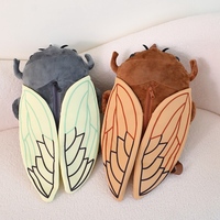 Vente en gros de sac à dos poupée drôle de dessin animé créatif insecte cigale scarabée en peluche brun vert sac doux en peluche cigale