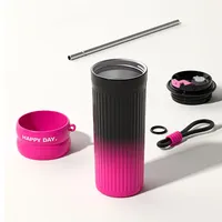 500ML Tasse À Café Avec Paille En Acier Inoxydable Tasse Corde Thermo Bouteille Pour Filles Flacons À Vide Cadeaux De Voyage
