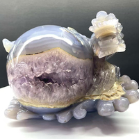 Sphère de dragon en améthyste naturelle, agate, druse et géode, sculptée à la main, pour la décoration intérieure et la collection de cristaux de guérison