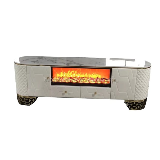 Unique Design Wooden TV Cabinet Living Room Furniture TV Stand With Drawers Modern Simulated Flame TV Stand