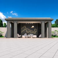 DMJ-LT013 Pergola motorisée à toit à lames orientables en aluminium pour patio, jardin, cour, terrasse, abri solaire extérieur, gazebo, auvent