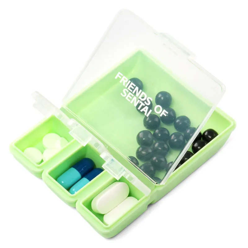 Cute Cartoon Pill Case Vitamin Fish Oil Supplements 4 Compartments mini travel plastic 3 grids medicine box pill case