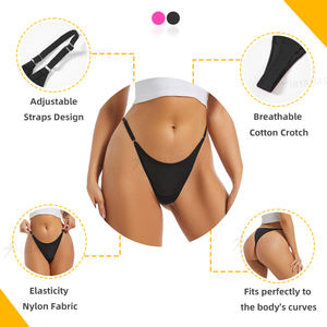 กางเกงชั้นในเอวต่ำแบบตาข่ายเซ็กซี่ Airtamay สายรัดเอวปรับได้ ตกแต่งด้วยโลหะ ระบายอากาศได้ดี สีพื้น สำหรับผู้หญิง - Product Image 3