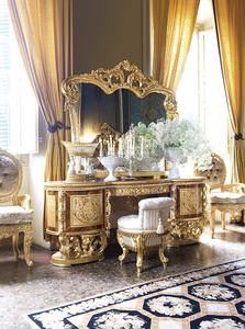 Juego de Muebles de Dormitorio de Lujo Europeo, Cama de Madera de Haya Tallada a Mano con Chapa de Madera y Flores Incrustadas en Lámina de Oro - Product Image 3