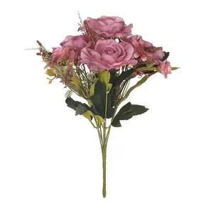 JSL220610-12 शादी गार्डन गृह सजावट सर्वश्रेष्ठ बेच गुलदस्ता 7 सिर कृत्रिम चाय गुलाब का फूल