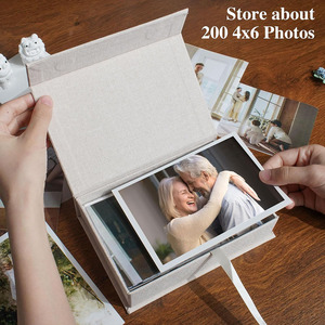 Boîtes de rangement de photos <span class=keywords><strong>en</strong></span> <span class=keywords><strong>lin</strong></span> <span class=keywords><strong>beige</strong></span> Idéal pour la conservation des certificats Fournitures de scrapbooking Souvenirs Boîte de rangement personnalisée - Product Image 2