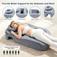Oreiller de maternité pour le ventre plat en mousse polyéther haute résilience, coussin de soutien pour la grossesse avec housse en velours doux, vente en gros OEM