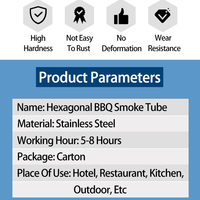 Tube filtrant en acier inoxydable 304 rond/carré/hexagonal, maille perforée, résistant à la chaleur, pour fumoir à granulés de barbecue, 6-12 pouces