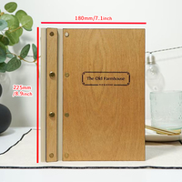 Porte-menu classique en bois naturel, couleur bois, gravure personnalisée, logo de restaurant, café, dossier de menu en cuir A5, fixé avec des vis