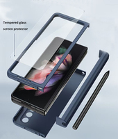 Casing HP Lipat 360 Full Cover Pen Slot Front Glass Matte PC untuk Samsung Z Fold 4 5G