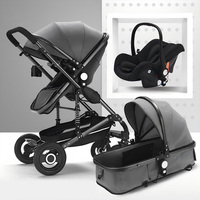 Poussette double premium avec poignée réglable, panier de sécurité, harnais à 5 points, roues à 360 degrés, cadre pliable en plastique et en métal