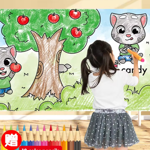 Keybaby Géant Impression Tom Cat Coloriage Papier Parchemin Arts Muraux Avec 12 Crayons Pour Enfants - Product Image 1