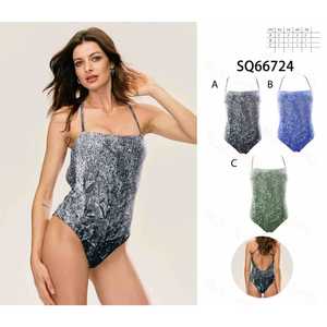 Costume da bagno floreale da donna due pezzi, bikini estivo da spiaggia con top a fascia e slip a vita alta con laccetti laterali, taglie S-XL, all'ingrosso SQ66724 - Product Image 1