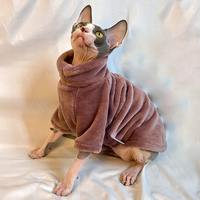 Vêtements d'hiver en polaire à col roulé pour chat Sphynx OEM ODM, chemises pour chats sans poils, vente en gros, vêtements pour animaux de compagnie très demandés