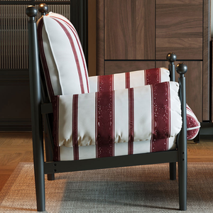 Sedia Relax di Lusso Personalizzata Lin's Home in Stile Antico Rosso e Nero, Poltrona Reclinabile in Legno Massello Stile Retrò Francese 68x66cm - Product Image 2