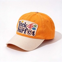 Casquette de sport vintage bicolore en coton délavé avec patch brodé personnalisé, effet vieilli, pour l'été, la plage, le surf, casquette de baseball avec logo personnalisé