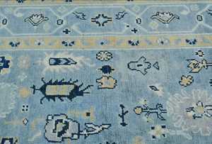 สีฟ้า Kazak oushak ทำด้วยมือพรมผ้าฝ้ายแบบตะวันออกที่ทันสมัยชุดพรมพื้นที่ผ้ากำมะหยี่ลายดอกไม้ขนาด4X6ฟุตเทคนิคการทอสีทึบ - Product Image 6