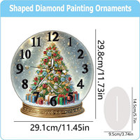 Kit de Peinture Diamant DIY Horloge Murale 2D en Acrylique Plat avec Boule de Cristal de Noël, Décoration de Table et de Chambre