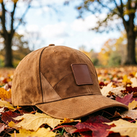 Gorra de Béisbol Personalizada con Visera de Cuero de Gamuza, Gorra Deportiva Retro de Algodón con Visera de Gamuza y Parches