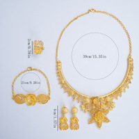 Afrika & Naher Osten 24K Vergoldetes Braut-Hochzeits-Schmuckset Halskette, Ohrringe, Ring & Armband