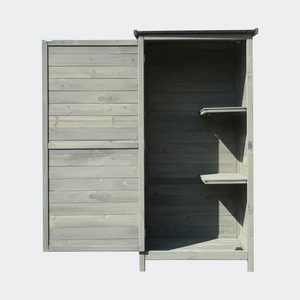 <span class=keywords><strong>Armoire</strong></span> de rangement extérieure en bois à une porte avec plusieurs cloisons de rangement à l'intérieur pour jardins, pelouses, terrasses et cours - Product Image 2