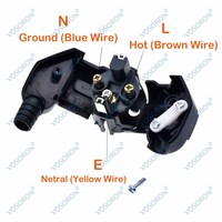 Fiche Mâle Raccordable UE 16A 4.8mm pour Prises Électriques Câbles Adaptateur Rallonge Connecteur Courant Alternatif