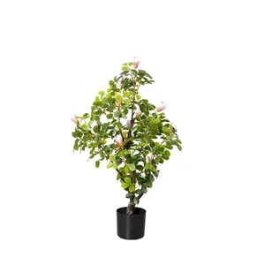 Artificial Plants And Flowers Artificial Flower Plant Magnolia Tree With Pink Flowers Bonsai Tree Potted Plant Artificial Plant Home Decor 100cm