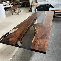 Table de salle à manger en résine époxy de style moderne en bois massif avec métal Design unique pour la maison ou l'hôtel Meubles de super qualité