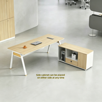 Bureau de direction moderne et minimaliste en chêne E0 avec armoire de rangement et chaise de bureau