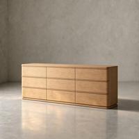 Meubles de chambre à coucher personnalisés de style américain OAKEN, commode en bois de chêne, chambre à coucher minimaliste, tiroirs en bois à bords incurvés