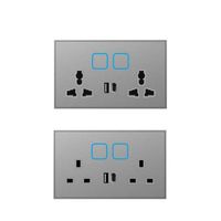 Interrupteurs muraux de luxe C1 ultra-minces en verre dépoli, prises électriques, style moderne, décoration intérieure, bureau, hôtel