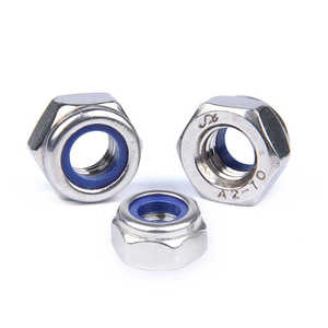 Écrou de blocage hexagonal autobloquant Tengri DIN 985, en acier inoxydable 316, passivé, filetage <span class=keywords><strong>M10</strong></span>, avec insert en nylon bleu et blanc - Product Image 5