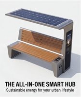 Banc solaire intelligent personnalisable pour hôtels, sites touristiques, parcs, projets municipaux et hôpitaux, avec alimentation hors réseau, certifié CE RoHS