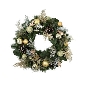 Décoration de Noël personnalisée, ornement d'arbre de Noël, design de mode, matériau naturel, couronne ronde - Product Image 1