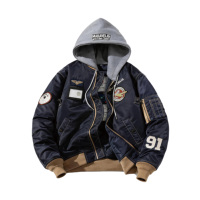 Blouson Bomber Vintage Homme Sur Mesure en Tissu Denim Toile de Qualité avec Col Montant et Fermeture Éclair, Doublure en Fourrure de Lapin, Idéal pour l'Hiver