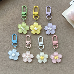 Wholesale Macaron Color Sakura Keychain Cute Acrylic Flower Pendant for Women Girls Bag Charm <b>Car</b> <b>Keyring</b> Fashion Accessories - Product Image 1