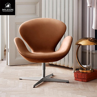 Fauteuil simple nordique en cuir et tissu, pivotant, relevable, pour hôtel, restaurant, négociation, ordinateur, détente, fauteuil en métal et flanelle