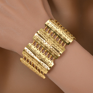 Zeadear SY-H435 Accessoires Bijoux Bracelet Fleur Géométrique en Cuivre Plaqué Or 18 carats pour Femmes Ethniques du Moyen-Orient - Product Image 5