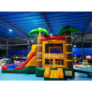 Castillo Inflable Comercial con Tobogán Acuático de Doble Carril, Diseño de Palmera Tropical, Inflable Húmedo/Seco para Fiestas - Product Image 5