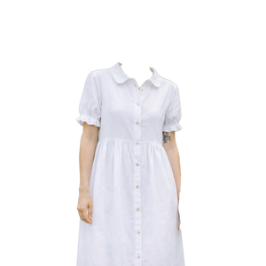 Vestido Casual de Verano para Mujer, Ecológico, Holgado, Personalizado, de Manga Corta, Hasta la Rodilla, de Lino, con Cuello Camisero - Product Image 2