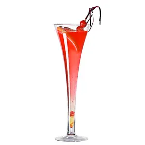 Bicchiere da Champagne Vintage a forma di tromba di cristallo a stelo lungo economico all'ingrosso