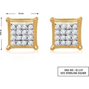 Ornaatis Diamond <b>Stud</b> <b>Earrings</b> 0.10 Cttw Round Cut Square Shape G H Color I Clarity Sterling <b>Silver</b> Women's Everyday Wear - Product Image 4