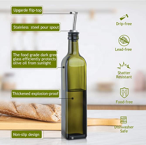 7 oz vidrio dispensador <span class=keywords><strong>de</strong></span> <span class=keywords><strong>aceite</strong></span> <span class=keywords><strong>de</strong></span> <span class=keywords><strong>oliva</strong></span> botella <span class=keywords><strong>de</strong></span>-verde oscuro <span class=keywords><strong>de</strong></span> 500ml <span class=keywords><strong>de</strong></span> <span class=keywords><strong>aceite</strong></span> y vinagre Cruet botella con Pourers embudo y etiquetas - Product Image 3
