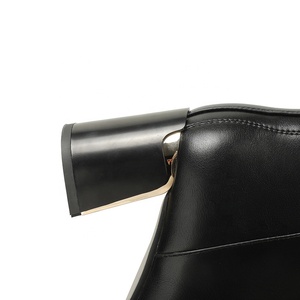 Bottines pour <span class=keywords><strong>femme</strong></span> Moncheer à talons épais, <span class=keywords><strong>bottes</strong></span> tendance pour <span class=keywords><strong>femme</strong></span> avec talon géométrique doré - Product Image 6