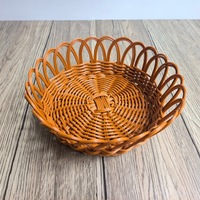 Panier à collation marron sur mesure, tissé à la main, écologique, en rotin PP de qualité alimentaire, bord festonné, facile à nettoyer, imperméable, spacieux