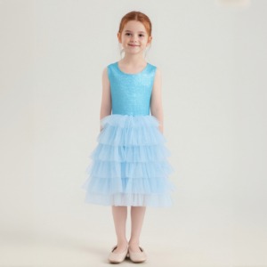 Kids V Back Tutu Dress Wholesale 2-8 Years Shining Tank Top Layered Tulle <strong>Skirt</strong> Large Bow Backless Princess Toddler Tiered Frock - Product Image 1